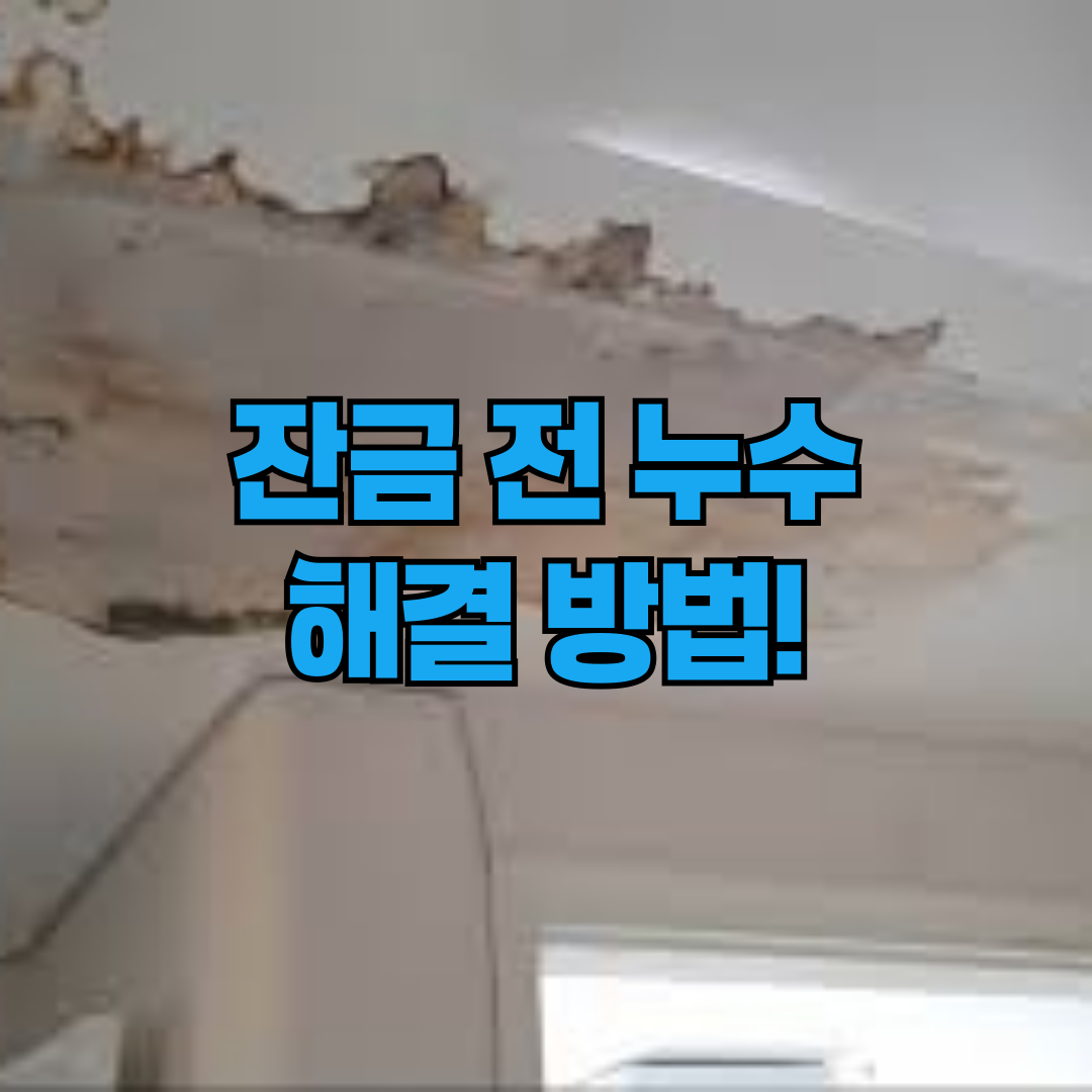 잔금 치루기 전 누수 해결 방법